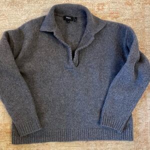 Theory V Neck Wool Cashmere Long Sleeve Sweater Med